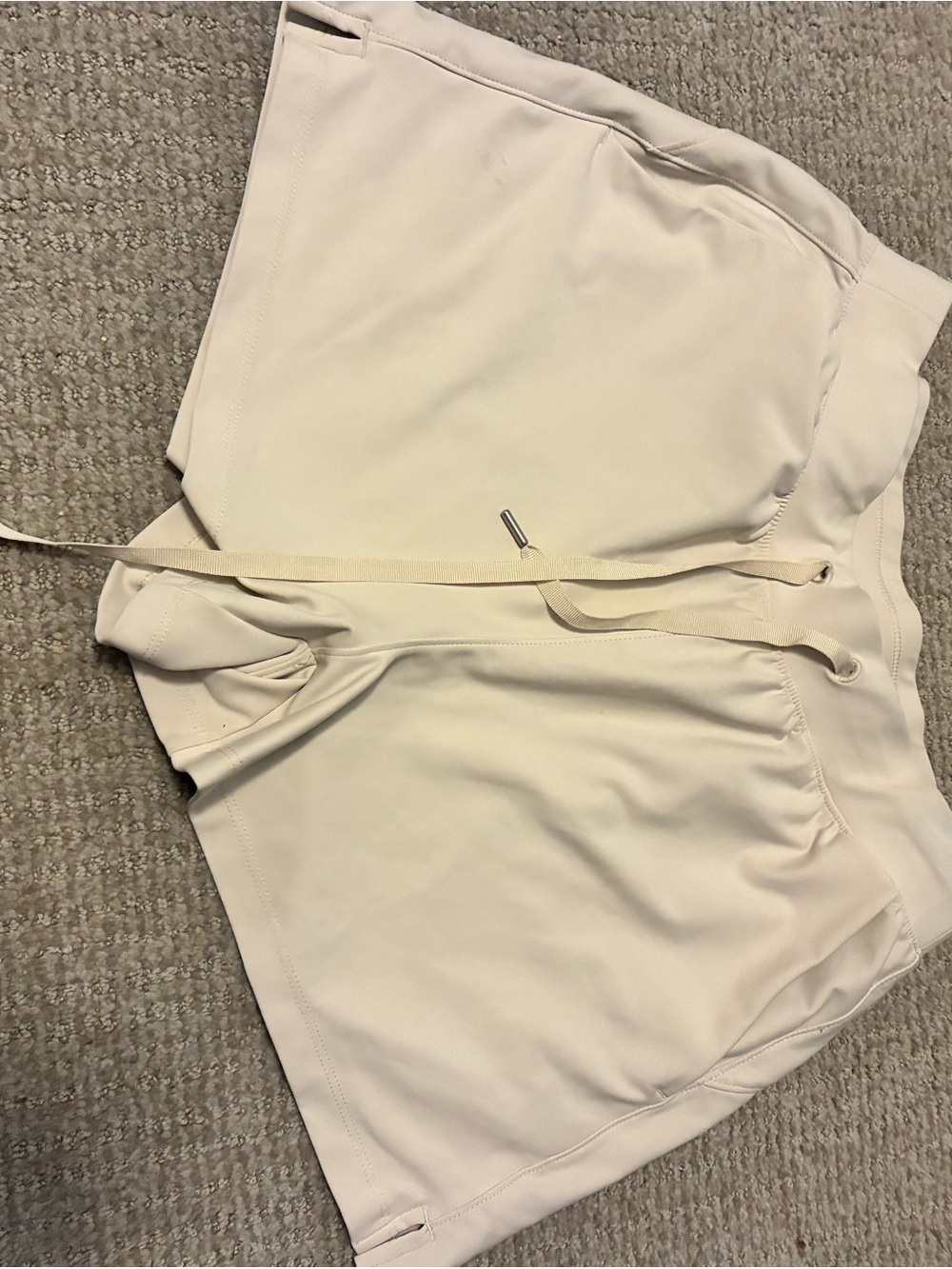 Women's Cream Athletic Shorts with Drawstring